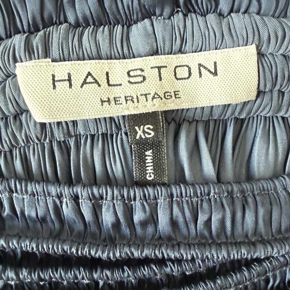 Halston Heritage Slate Blue Smocked Top - Picture 2 of 3
